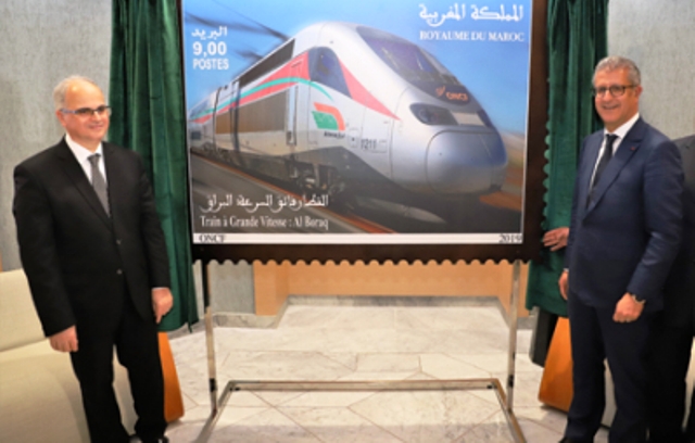 طابع بريدي جديد يخلد ذكرى “البراق” القطار المغربي الفائق السرعة